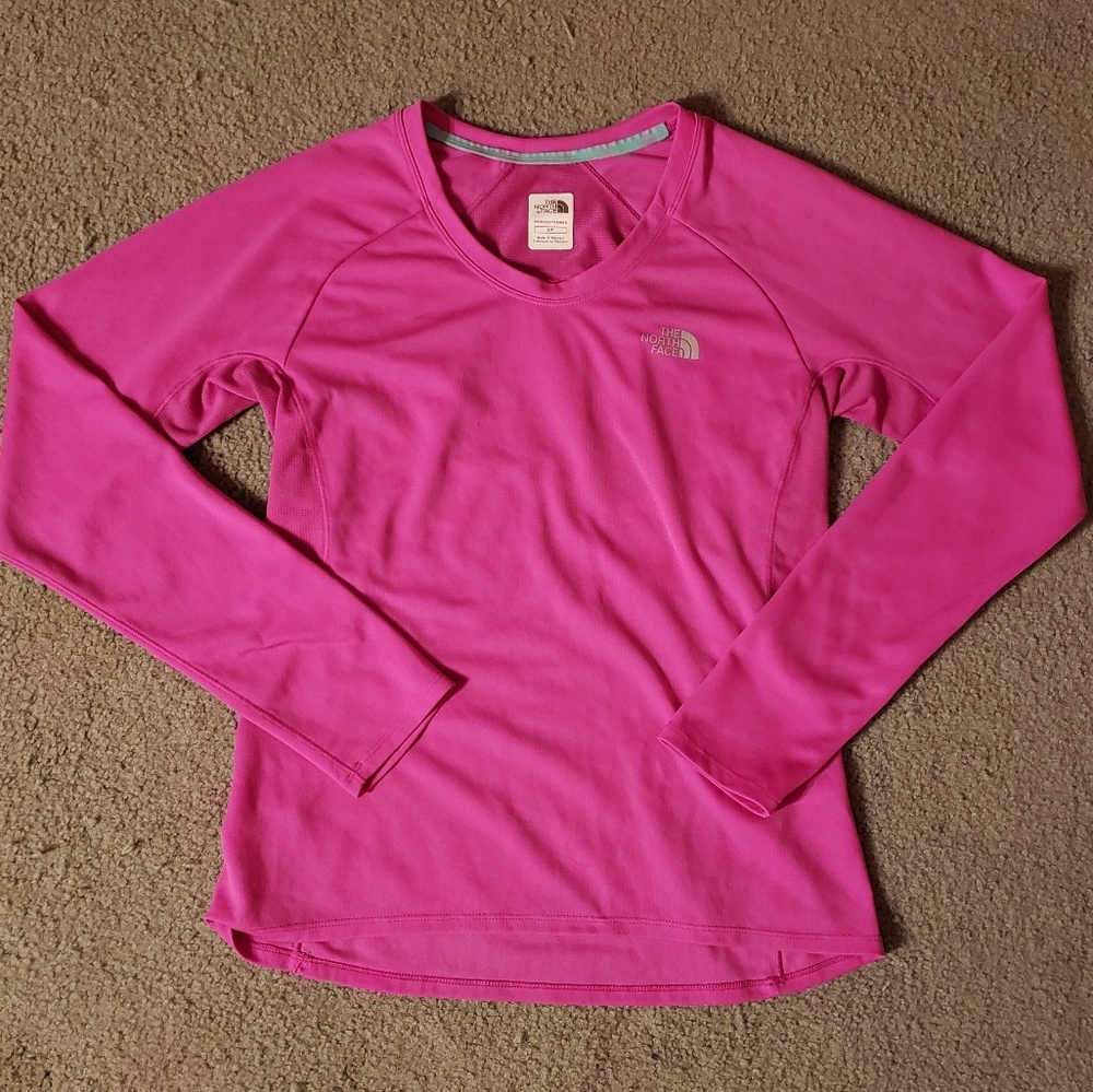 Pink Long Sleeve North Face Flash Dry Exercise Top